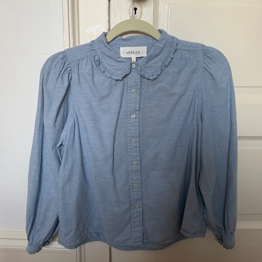 THE GREAT. Chambray Button Down Shirt